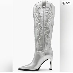 Steve Madden Metallic Silver Heeled Boots
